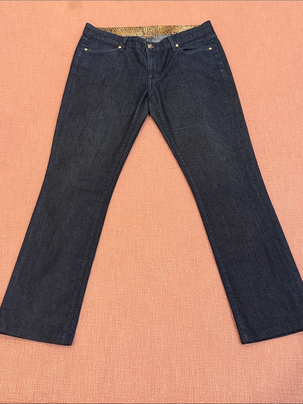 Rich & Skinny W33L28.5 dark blue jeans with gold tone hardware